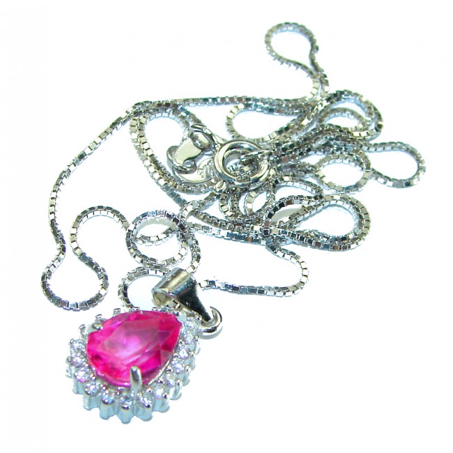 Spectacular 4.5 carat Pink Sapphire .925 Sterling Silver handmade Necklace