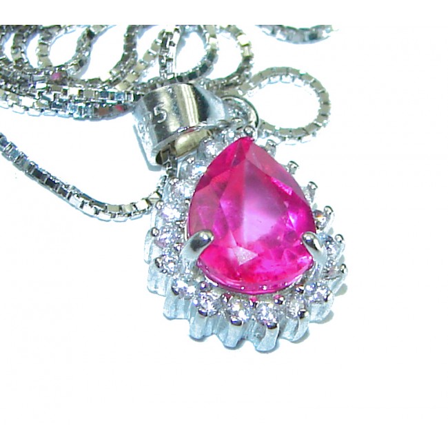 Spectacular 4.5 carat Pink Sapphire .925 Sterling Silver handmade Necklace