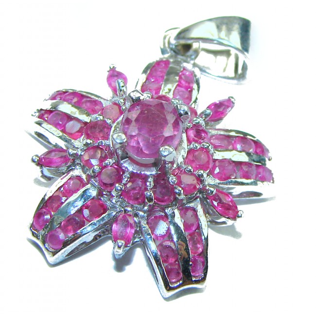 Luxurious Red Flower Ruby .925 Sterling Silver handmade Pendant