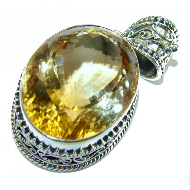 49.55 carat Oval cut flawless Lemon Quartz .925 Sterling Silver handcrafted pendant