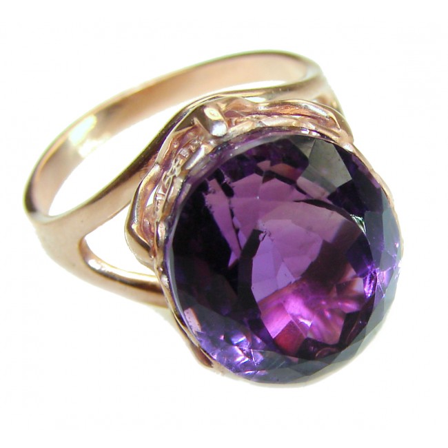 Purple Amethyst 14K Rose Gold over .925 Sterling Silver Handcrafted Ring size 8