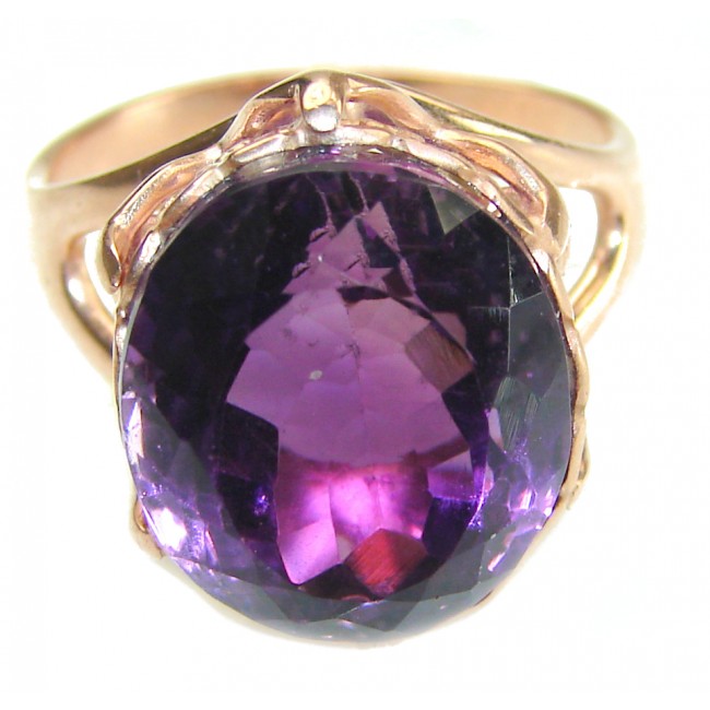 Purple Amethyst 14K Rose Gold over .925 Sterling Silver Handcrafted Ring size 8