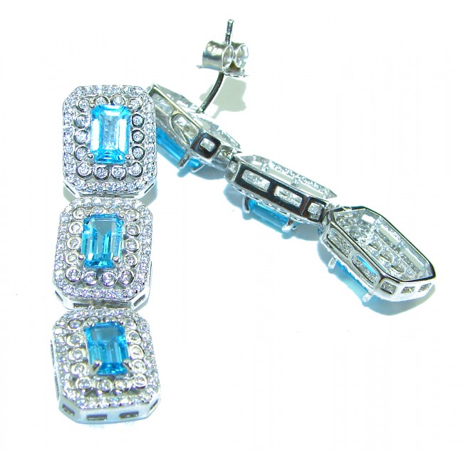 Cascade of Lights authentic Swiss Blue Topaz .925 Sterling Silver handcrafted necklace