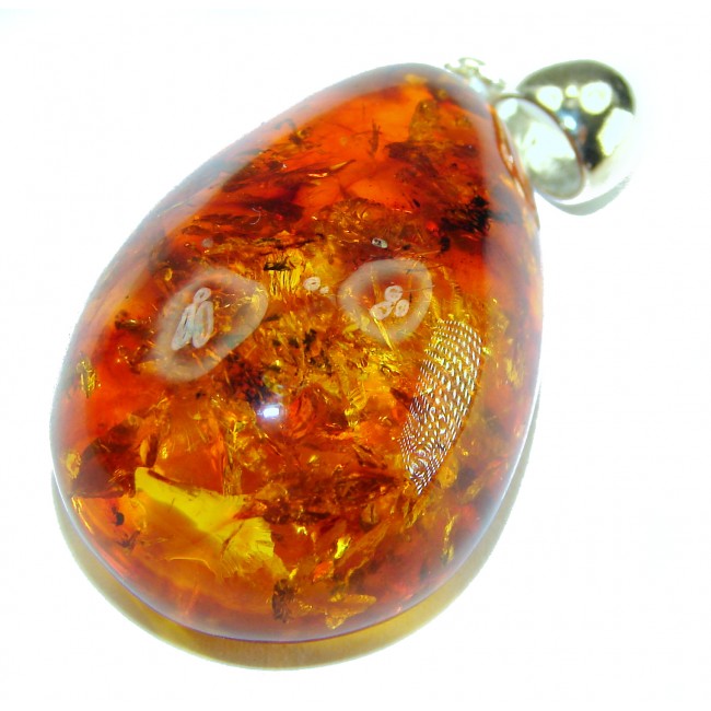 Vintage Beauty authentic Baltic Amber .925 Sterling Silver handcrafted pendant