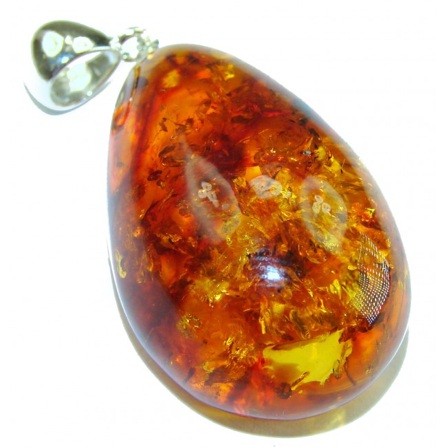 Vintage Beauty authentic Baltic Amber .925 Sterling Silver handcrafted pendant