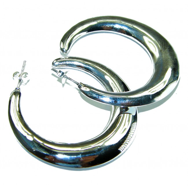 Huge .925 Sterling Silver handmade Bali made Hoop Earrings