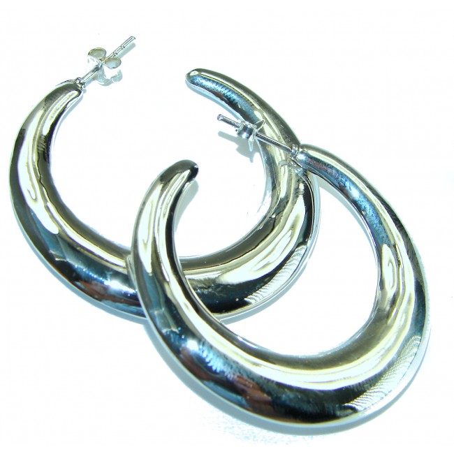 Huge .925 Sterling Silver handmade Bali made Hoop Earrings