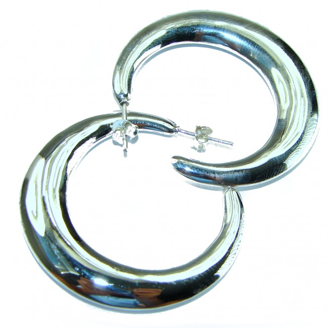 Huge .925 Sterling Silver handmade Bali made Hoop Earrings