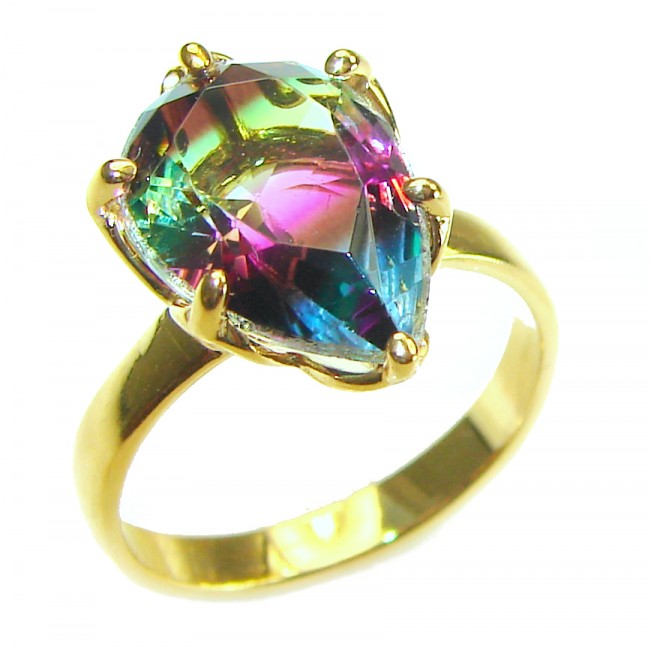 Brazilian Tourmaline 18K Gold over .925 Sterling Silver Perfectly handcrafted Ring s. 8