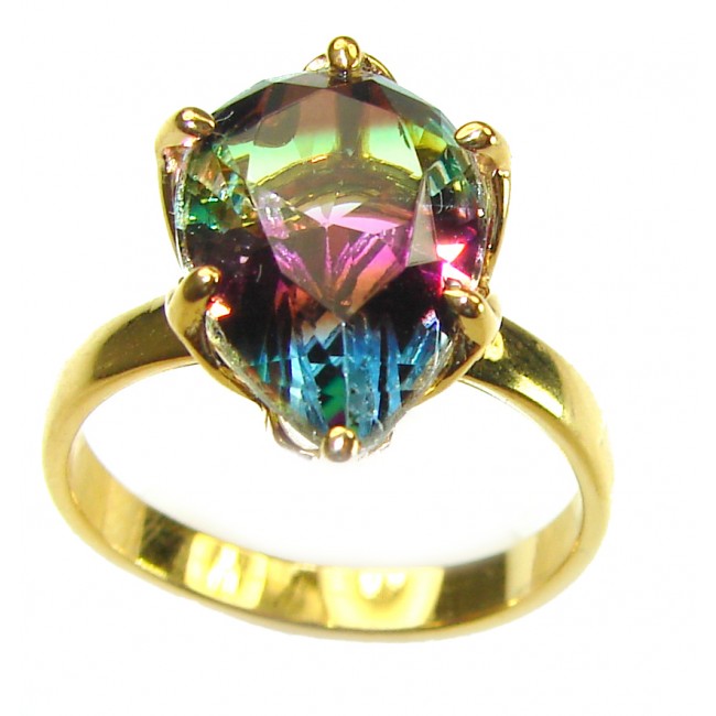 Brazilian Tourmaline 18K Gold over .925 Sterling Silver Perfectly handcrafted Ring s. 8