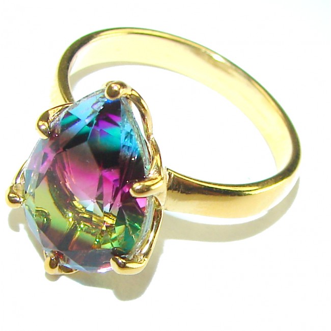 Brazilian Tourmaline 18K Gold over .925 Sterling Silver Perfectly handcrafted Ring s. 8