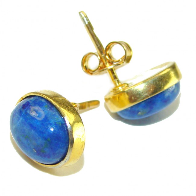 Perfect genuine Lapis Lazuli 14K Gold over .925 Sterling Silver handmade earrings