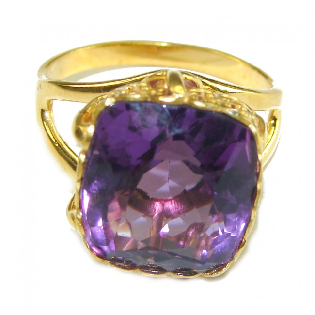 Purple Amethyst 14K Rose Gold over .925 Sterling Silver Handcrafted Ring size 8