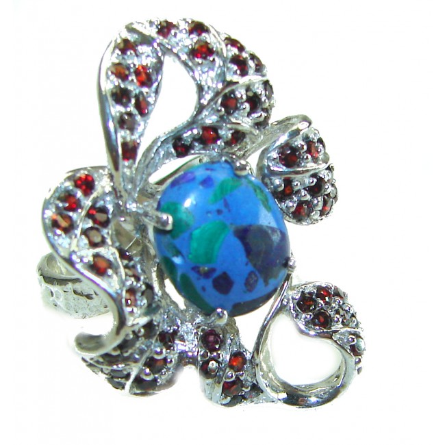 Fabulous Parrot's Wing's Chrysocolla Sapphire .925 Sterling Silver handcrafted ring size 8