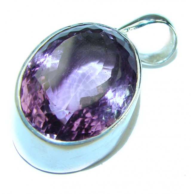 32.6 carat Perfect faceted Amethyst .925 Sterling Silver handcrafted Pendant