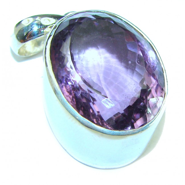 32.6 carat Perfect faceted Amethyst .925 Sterling Silver handcrafted Pendant