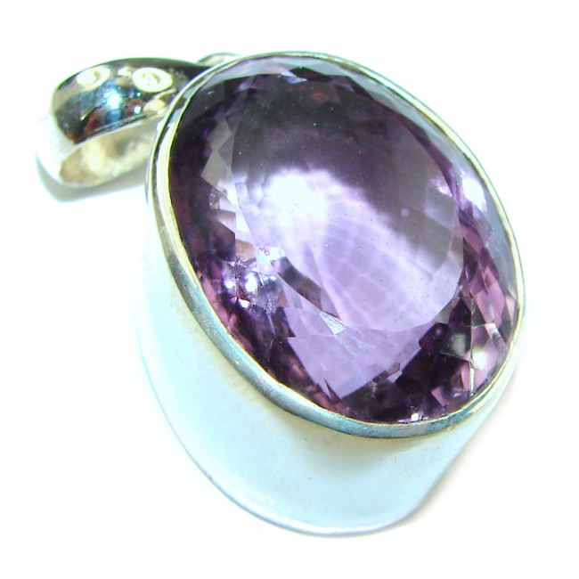 32.6 carat Perfect faceted Amethyst .925 Sterling Silver handcrafted Pendant