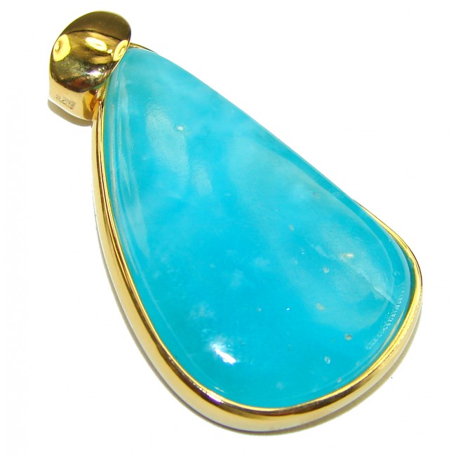 Natural Larimar 14K Gold over .925 Sterling Silver handcrafted pendant