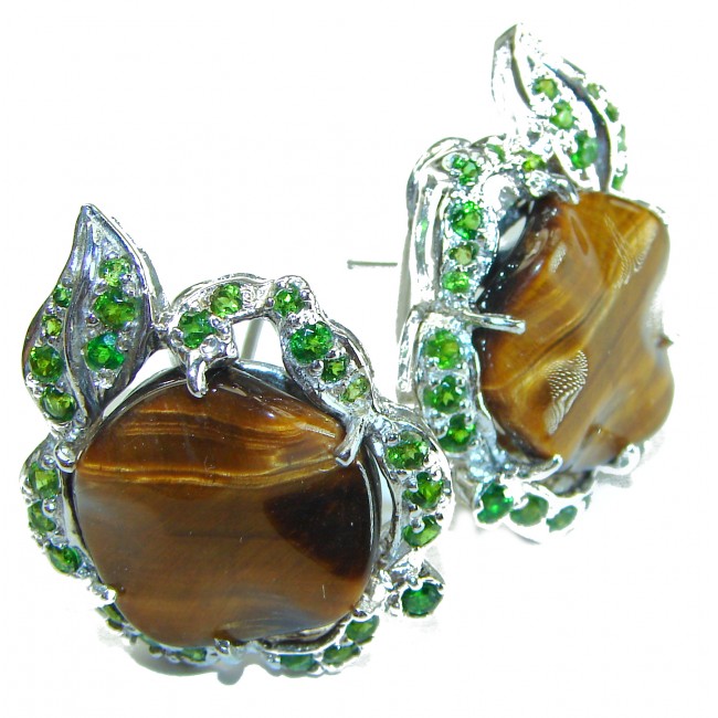 Genuine Golden Tigers Eye .925 Sterling Silver handmade Earrings