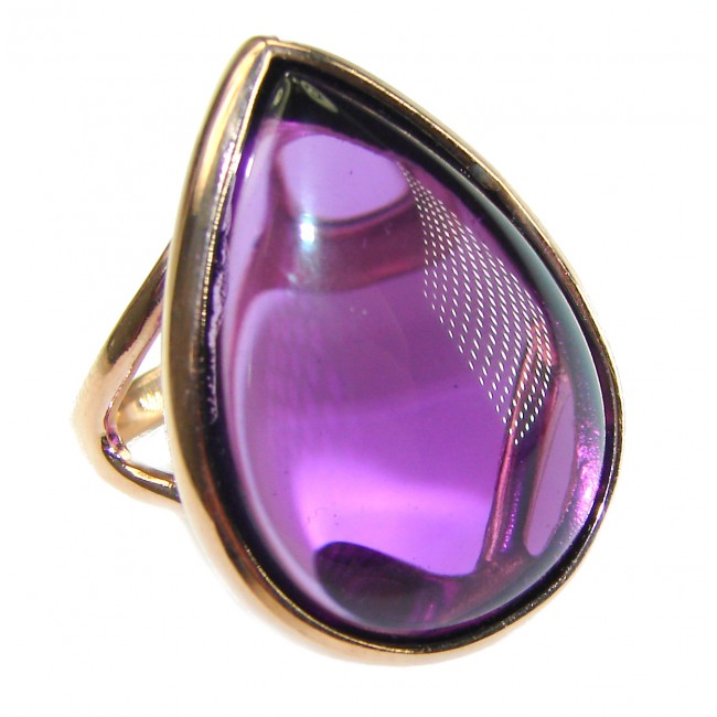 Spectacular Amethyst 14K Gold over .925 Sterling Silver Handcrafted Large Ring size 7