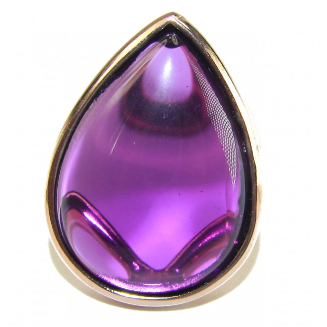 Spectacular Amethyst 14K Gold over .925 Sterling Silver Handcrafted Large Ring size 7