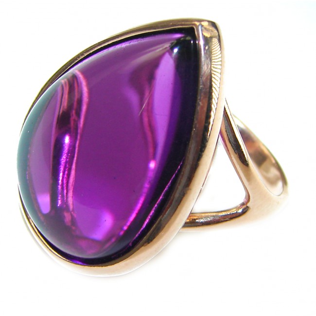 Spectacular Amethyst 14K Gold over .925 Sterling Silver Handcrafted Large Ring size 7