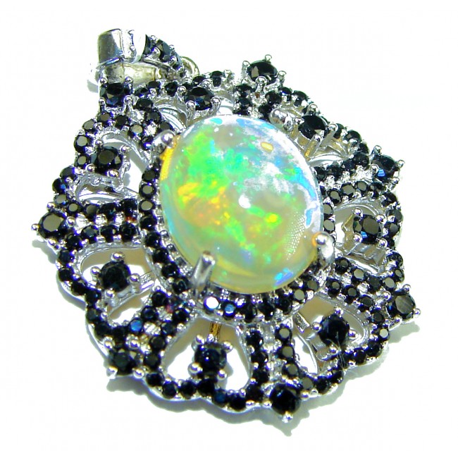 Spectacular 7.5 carat Ethiopian Opal Sapphire .925 Sterling Silver handmade Pendant