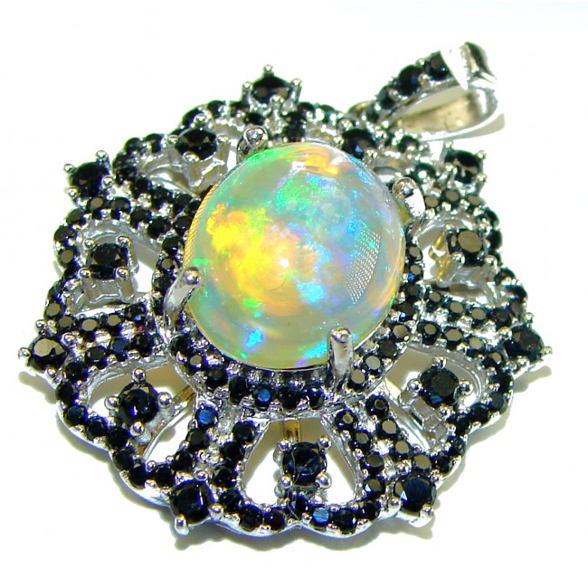 Spectacular 7.5 carat Ethiopian Opal Sapphire .925 Sterling Silver handmade Pendant