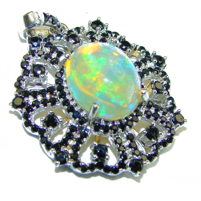 Spectacular 7.5 carat Ethiopian Opal Sapphire .925 Sterling Silver handmade Pendant