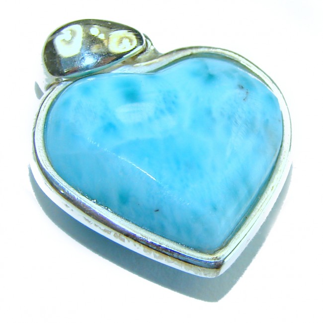 Blue Angel's Heart amazing quality Larimar .925 Sterling Silver handmade pendant