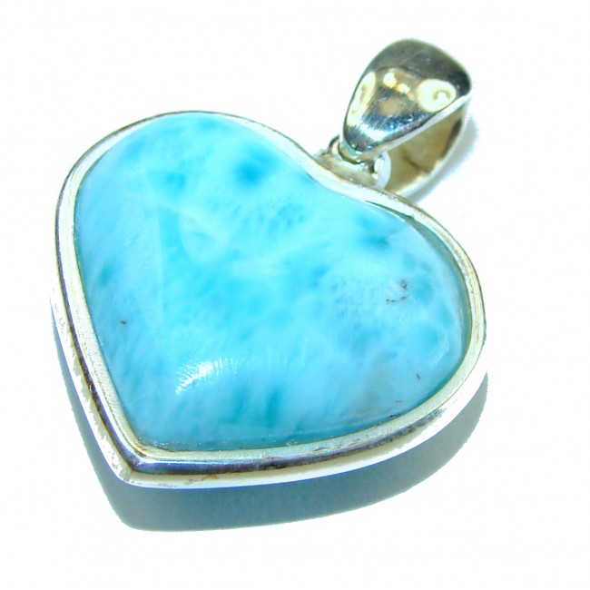 Blue Angel's Heart amazing quality Larimar .925 Sterling Silver handmade pendant