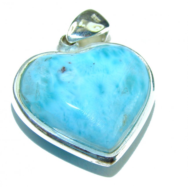 Blue Angel's Heart amazing quality Larimar .925 Sterling Silver handmade pendant