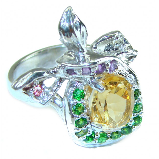 Authentic Citrine .925 Sterling Silver handmade Cocktail Ring s. 9 1/4