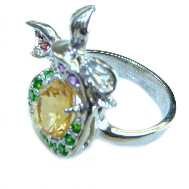 Authentic Citrine .925 Sterling Silver handmade Cocktail Ring s. 9 1/4