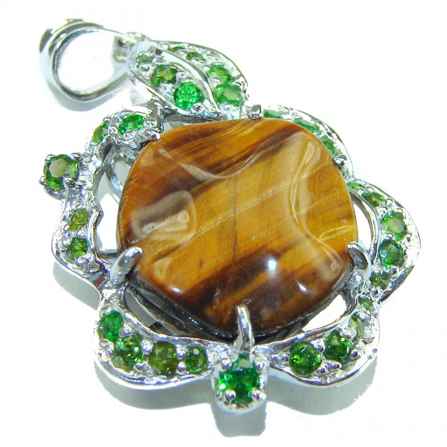 Incredible quality Silky Golden Tigers Eye .925 Sterling Silver handmade Pendant