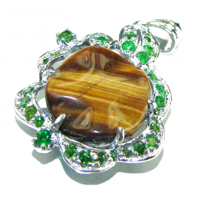 Incredible quality Silky Golden Tigers Eye .925 Sterling Silver handmade Pendant