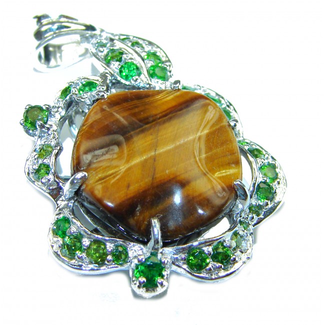 Incredible quality Silky Golden Tigers Eye .925 Sterling Silver handmade Pendant