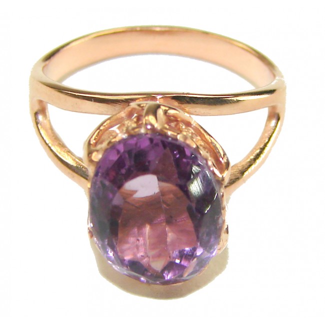 Purple Amethyst 14K Rose Gold over .925 Sterling Silver Handcrafted Ring size 6 1/2