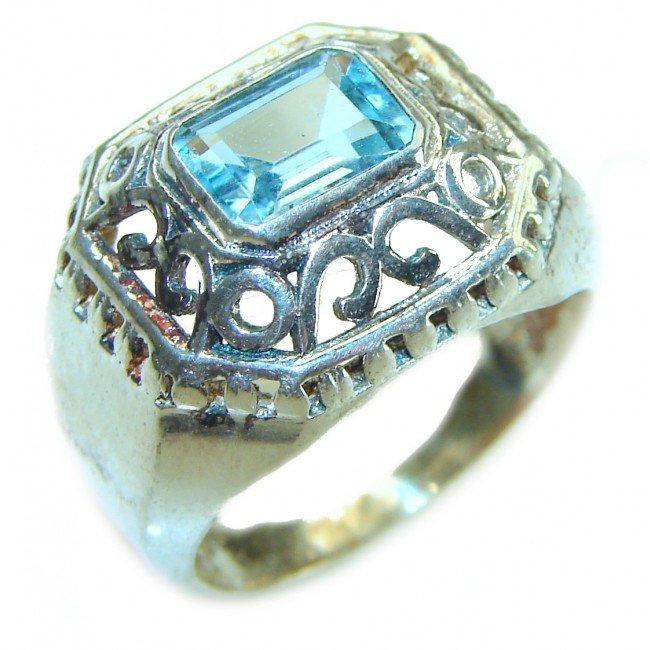 Swiss Blue Topaz .925 Sterling Silver handmade Ring size 8