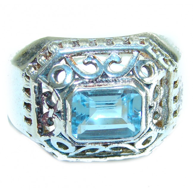 Swiss Blue Topaz .925 Sterling Silver handmade Ring size 8