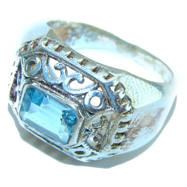 Swiss Blue Topaz .925 Sterling Silver handmade Ring size 8