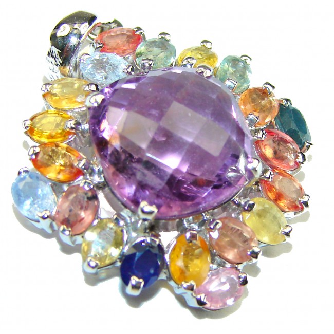 Summer Beauty Amethyst Sapphire .925 Sterling Silver handcrafted Pendant