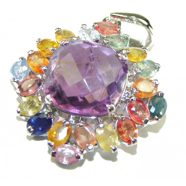 Summer Beauty Amethyst Sapphire .925 Sterling Silver handcrafted Pendant