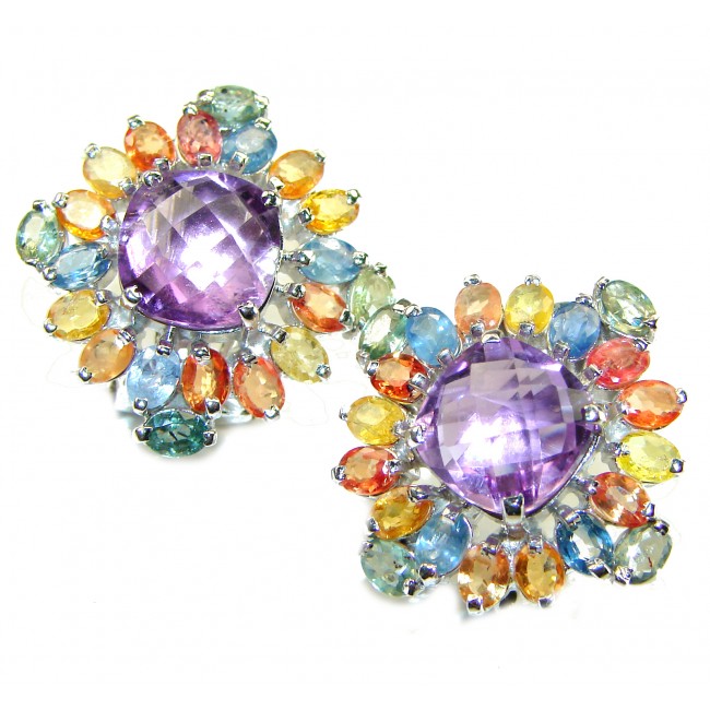 Summer Beauty Amethyst Sapphire .925 Sterling Silver earrings