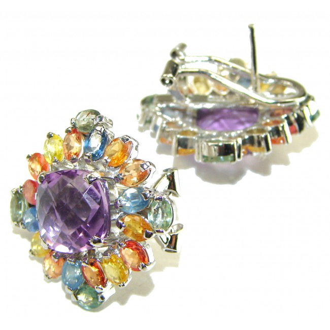 Summer Beauty Amethyst Sapphire .925 Sterling Silver earrings