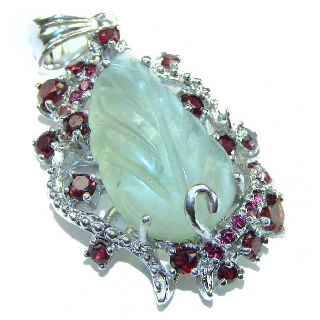 Natural Green Amethyst Garnet .925 Sterling Silver handmade Pendant