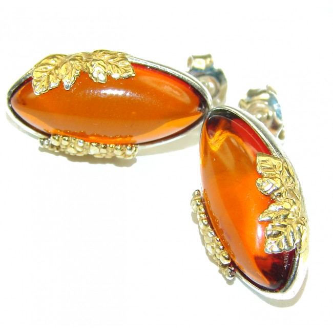 Cute Baltic Amber 14K Gold over .925 Sterling Silver earrings