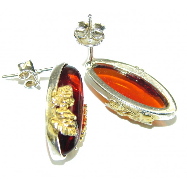 Cute Baltic Amber 14K Gold over .925 Sterling Silver earrings