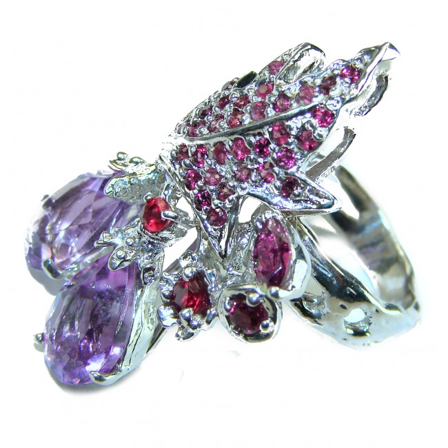 Purple Twilight Authentic Amethyst .925 Sterling Silver handcrafted Large Ring size 7