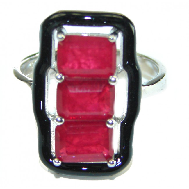 Art Decor quality unique Ruby .925 Sterling Silver handcrafted Ring size 7